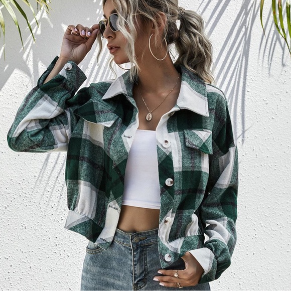 Anna Kaci Jackets & Blazers - Anna Kaci Plaid Print Drop Shoulder Jacket